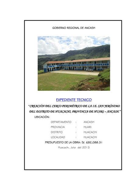 Informe De Memoria Descriptiva Para Iniciales Apuntes De Ingenieria