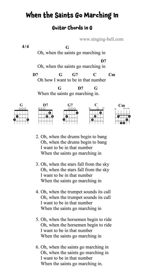 When The Saints Go Marching In Guitar Chords Sheet Music