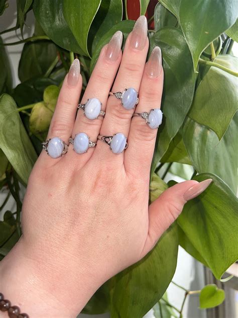 Blue Lace Agate Ring Natural Blue Lace Agate Blue Lace Agate White