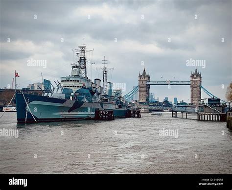 HMS Belfast and Tower Bridge, London Stock Photo - Alamy