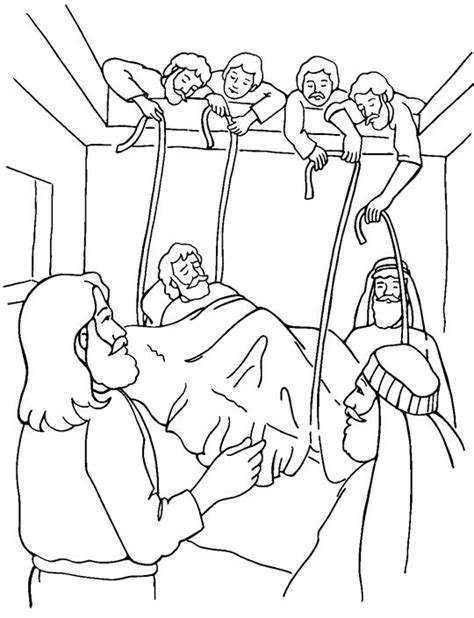 Jesus Heals A Paralyzed Man Sunday School Coloring Pages Bible Coloring Pages Bible Coloring