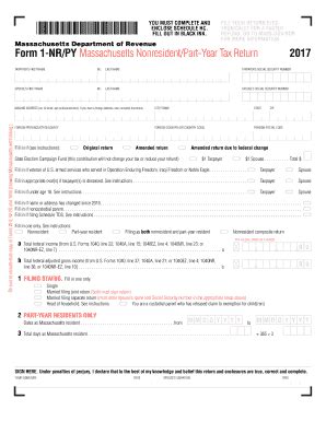 Fillable Online Form 1 NR PY Massachusetts Nonresident Part Year Tax