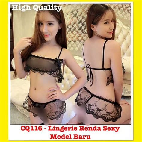 Jual CQ116 Lingerie Sexy Renda Model Bra Set FREE G String Lingerie