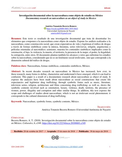 Pdf Investigaci N Documental Sobre La Narcocultura Como Objeto De