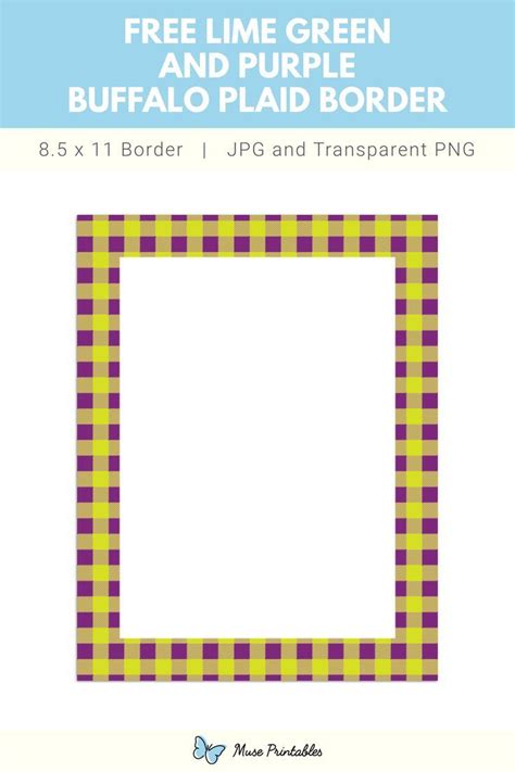 Lime Green And Purple Buffalo Plaid Page Border In 2022 Green And