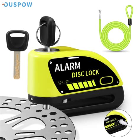 Ouspow Motorcycle Lock Rechargeable 120db Alarm Disc Brake Locks Anti