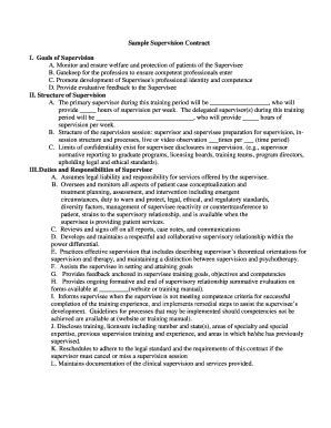 Fillable Online Sample Supervision Contract Ii Structure Of Supervision