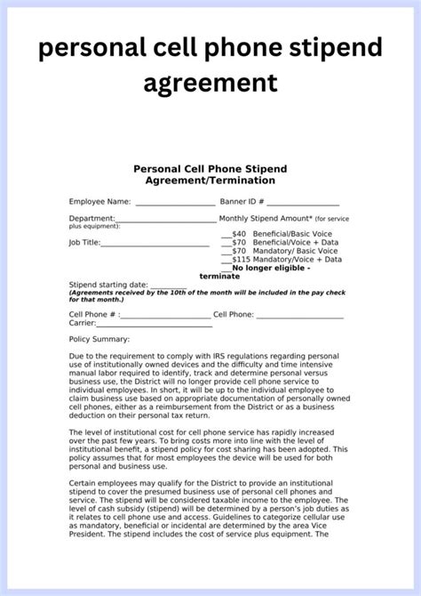 Sample Printable Cellphone User Policy Forms Template 2024