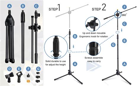 Microphone Stand Foldable Tripod Boom Arm Floor Mic Stand With Carrying