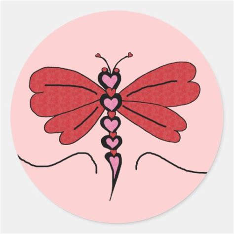 Valentines Dragonfly stickers | Zazzle