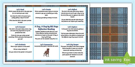 A Dug, A Dug by Bill Keys Reflective Reading Comprehension Activity