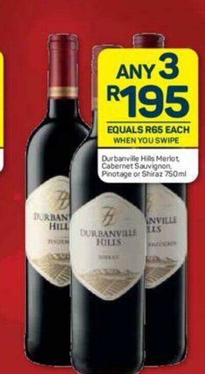 Durbanville Hills Merlot Cabernet Sauvignon Pinotage Or Shiraz Ml