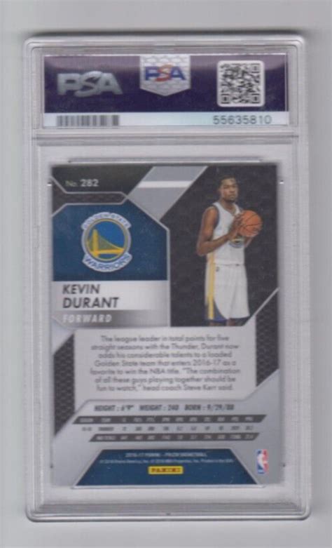 2016 Panini Prizm Kevin Durant 282 PSA Mint 9 Warriors EBay