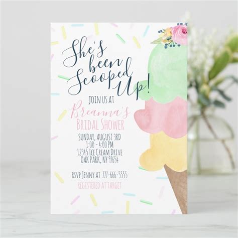 She S Been Scooped Up Ice Cream Bridal Shower Invitation Zazzle In