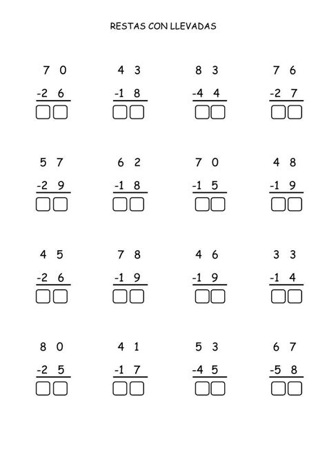 Fichas De Restas Con Llevadas 2024 ️ Descarga 100 Gratuita