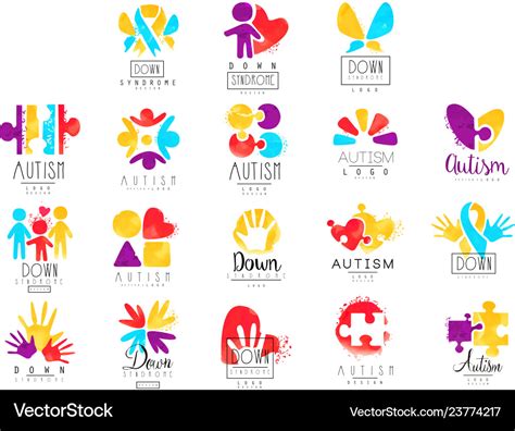 Set Of Multi Colored Logo For Autism Royalty Free Vector