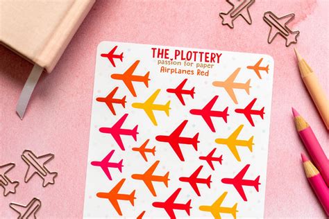 Sticker Sheet Flugzeug Rot Airplane Bullet Journal Stickers Planner