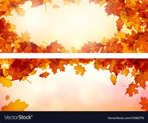 Autumn Banners With Orange Leaves Set Royalty Free Vector