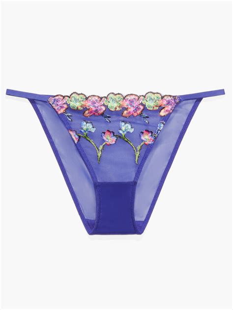 Western Wildflower String Bikini Panty In Blue Purple SAVAGE X