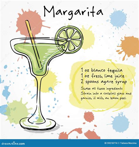 Margarita Hand Gezeichnete Illustration Des Cocktails Stock Abbildung