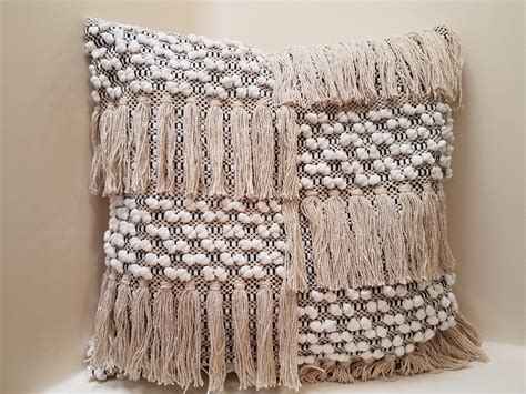 Bohemian Fringe Pillow Cover Handwoven Pillow Boho Fringe Etsy