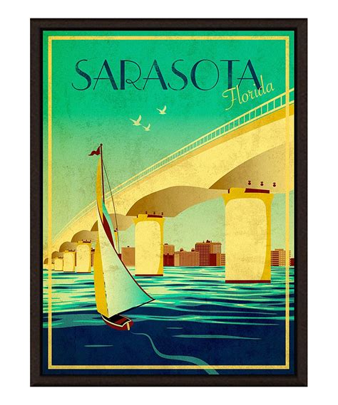 Sarasota Framed Canvas Florida Poster Vintage Travel Posters