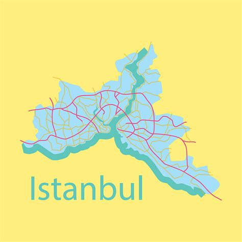 Mapa De Alta Calidad De Estambul Plano Con Bordes De Vector Eps Ai