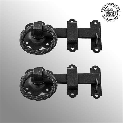 2 Wrought Iron Gate Latch Floral Pattern Black Rustproof 6