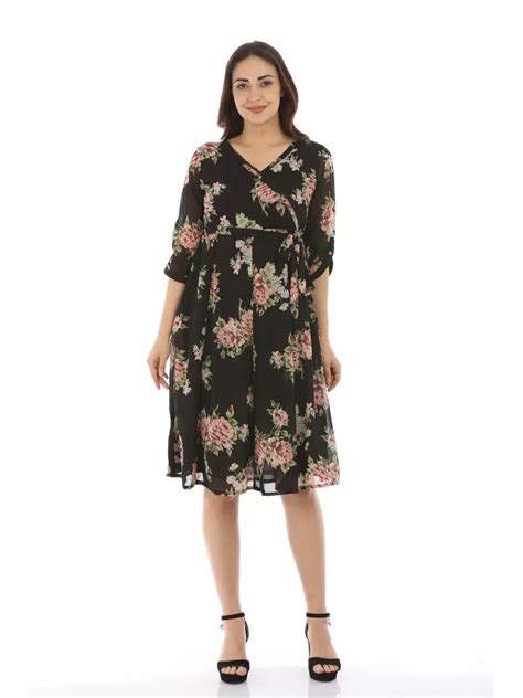 Buy Stylish Printed Black Floral Dress For Women Online