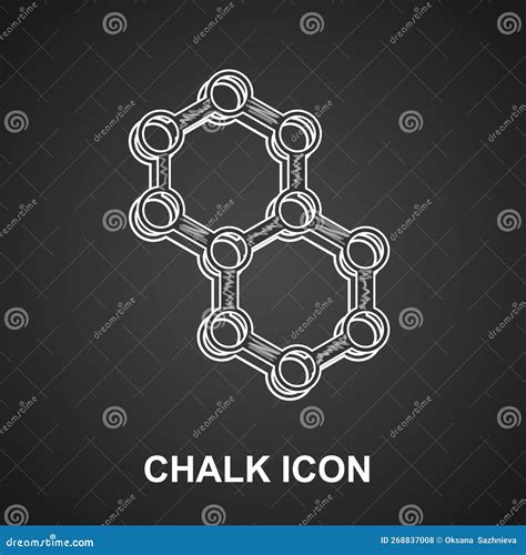 Chalk Molecule Icon Isolated On Black Background Structure Of