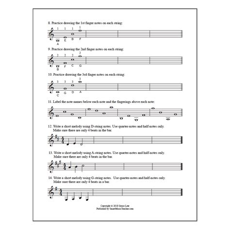 Violin Beginning Note Reading Worksheet