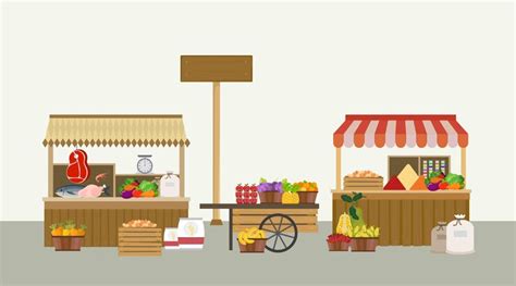 Premium Vector | Traditional Market Background Vector Set