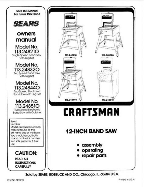 Visual Guide Parts Breakdown For Craftsman S Band Saw