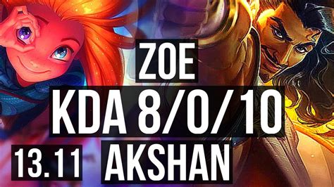 Zoe Vs Akshan Mid Legendary Games K Mastery Kr