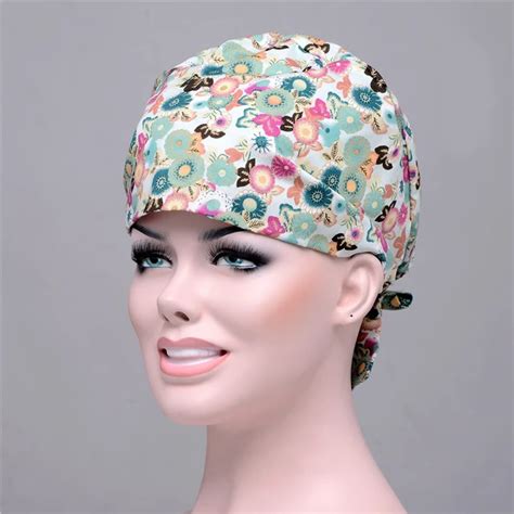 14 Colors Floral Printed Cute Scrub Caps High Quality Gourd Hat Clinic