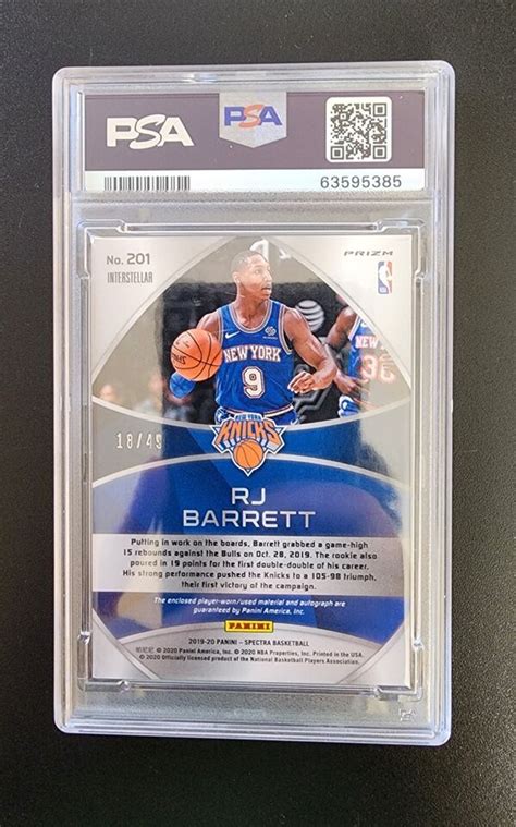 Rj Barrett Rpa Panini Spectra Interstellar Prizm Rookie Patch