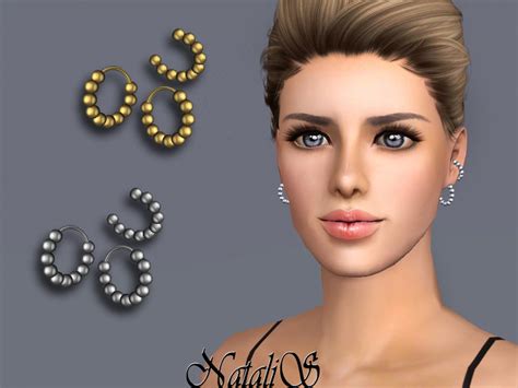 The Sims Resource Natalis Ts Beaded Cuff And Hoop Earrings