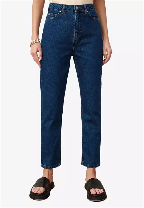 Buy Trendyol Navy High Waist Mom Jeans Online ZALORA Malaysia