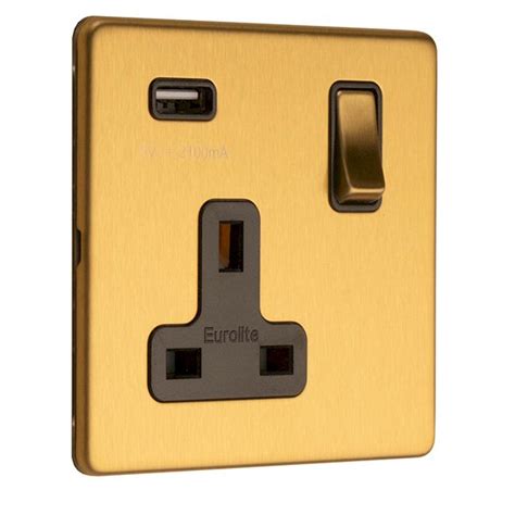 Eurolite Concealed 3mm 1 Gang Switched Socket Usb Ecsb1usbb Ukes