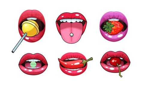 Sexy Woman Mouth Set Red Sexy Girls Lips Love Kissing Stock Vector Image By ©ansvetas 432336482