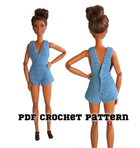 Pdf Crochet Pattern Barbie Doll Clothes Jumpsuit For Barbie Etsy