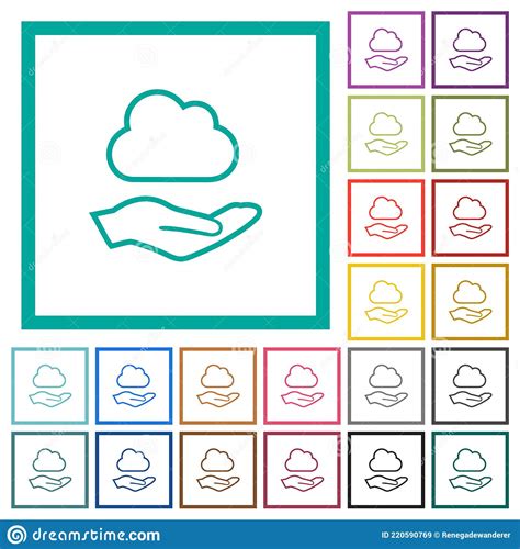 Servicios En La Nube Iconos De Color Plano Con Marcos Cuadrantes