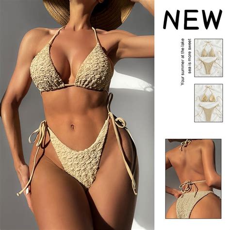 2023 Pleated Two Pieces Swimwear Bikini Bandage Push Up Bathing Suit