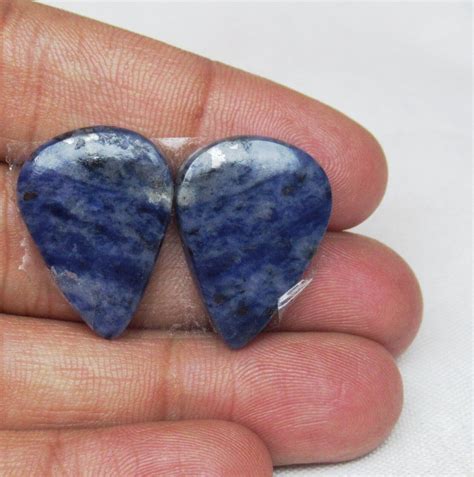 Natural Sodalite Pear Pair Cabochon Cts Loose Semi Precious Gems