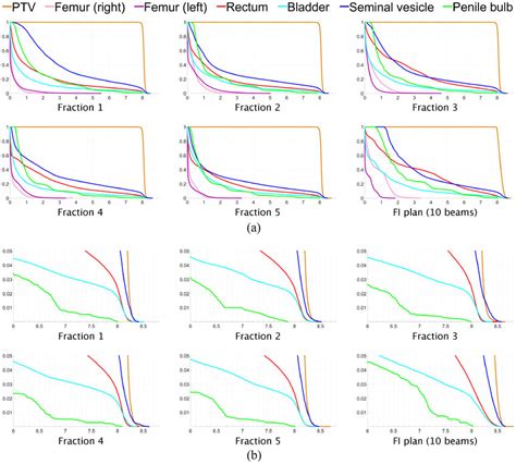 A Dose Volume Histograms For Each Of Five Fractions For Prostate Case