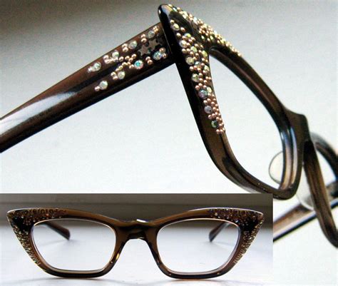 Vintage 50s Square Cat Eye Rhinestone Eyeglass Frames