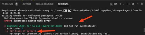 Failed To Build Ta Lib Error Could Not Build Wheels For Ta Lib Which