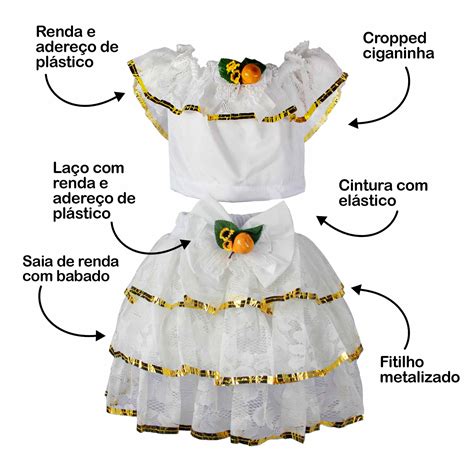 Baiana Fantasia - Fantasia de Baiana Infantil Feminina Com Tiara