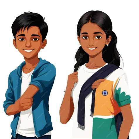 premium vector indian boy teenager  girl teenager vector set white