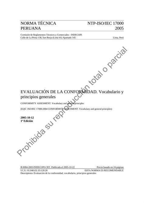 PDF NORMA TÉCNICA NTP ISO IEC 17000 PERUANA 2005 comprensión de los